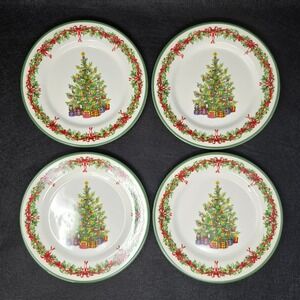 Christopher Radko Salad Plates Traditions Holiday Celebrations Set 4 Tree